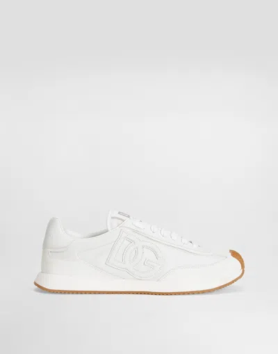 Dolce & Gabbana Men White Low Top Sneakers With Logo Patch On Tongue And Side In Leather Man
