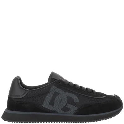 Dolce & Gabbana Dg Cushion Leather Blend Sneaker In Black