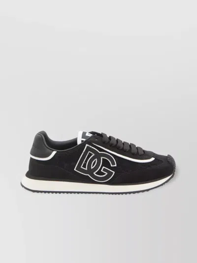 Dolce & Gabbana Dg Cushion Leather Sneakers Suede In Black