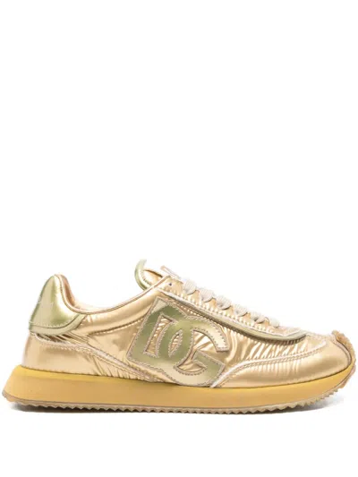 Dolce & Gabbana Dg Cushion Logo Sneakers In Gold