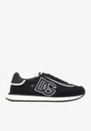Dolce & Gabbana Dg Cushion Lace-detailed Suede Sneakers Shoes In Black