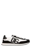 Dolce & Gabbana Men Low-top Mesh Sneakers With Suede Inserts In White