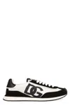 Dolce & Gabbana Men Low-top Mesh Sneakers With Suede Inserts In White