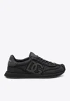 Dolce & Gabbana Low-top Nylon Sneakers With Leather Inserts In Black