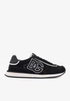 Dolce & Gabbana Dg Cushion Lace-detailed Suede Sneakers In Black