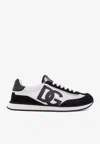 Dolce & Gabbana Men Low-top Mesh Sneakers With Suede Inserts In Gray