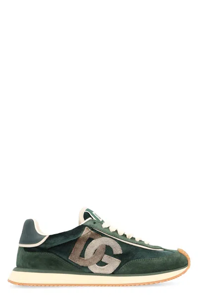 Dolce & Gabbana Cushion Low-top Sneakers Featuring Suede Inserts In Green