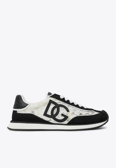 Dolce & Gabbana Dg Cushion Mesh And Suede Low-top Sneakers In Black