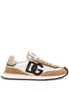 Dolce & Gabbana Dragon' Beige Suede Blend Sneakers In White