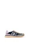 Dolce & Gabbana Cushion Sneakers With Mesh And Suede In Blu/grigio (blue)