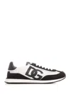 Dolce & Gabbana Low-top Mesh Sneakers With Suede Inserts In Black