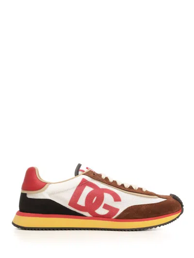 Dolce & Gabbana Mesh And Suede Dg Cushion Sneakers In Multi