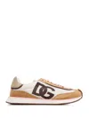 Dolce & Gabbana Dragon' Beige Suede Blend Sneakers In Multicolor