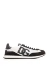 Dolce & Gabbana Low-top Mesh Sneakers With Suede Inserts In Black