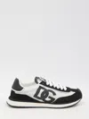 Dolce & Gabbana Men Low-top Mesh Sneakers With Suede Inserts In White