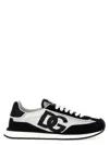 Dolce & Gabbana Aria White And Black Running Sneakers With Logo Detail In Suede And Tech Fabric Man In Multi