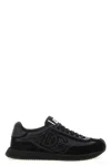 Dolce & Gabbana Round Toe Leather Sneakers With Suede Accents In Black