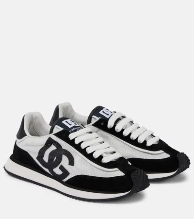 Dolce & Gabbana Suede And Mesh Dg Cushion Sneakers In Black