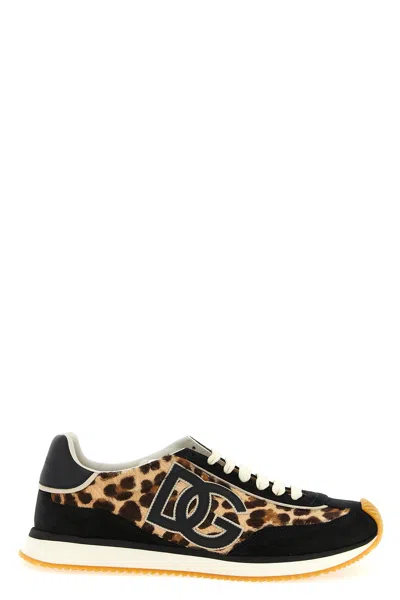 Dolce & Gabbana Animal Print Low Top Sneakers With Rubber Sole In Multi