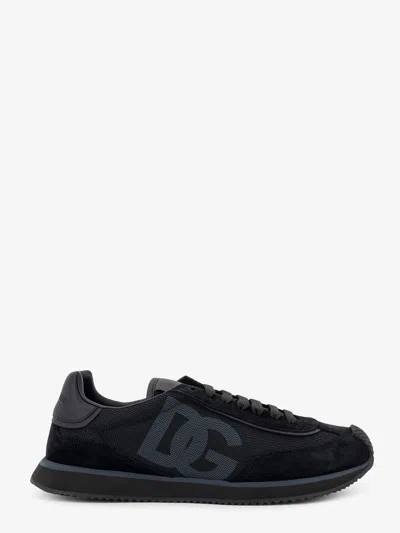Dolce & Gabbana Dg Cushion Sneakers In Nylon With Suede Inserts In Black