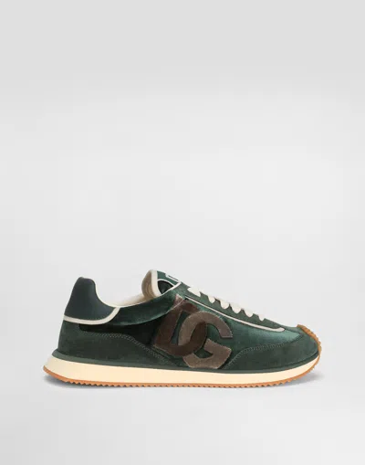 Dolce & Gabbana Cushion Low-top Sneakers Featuring Suede Inserts In Green