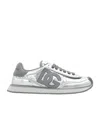 Dolce & Gabbana Logo-patch Metallic Sneakers In Silver