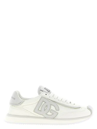 Dolce & Gabbana Dg Cushion White Low Top Sneakers In Mixed Materials Woman In Multi