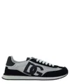 Dolce & Gabbana Low-top Mesh Sneakers With Suede Inserts In Black