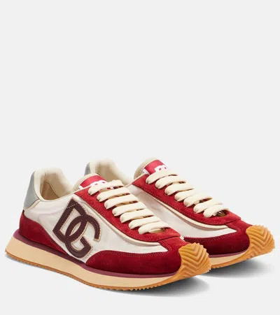 Dolce & Gabbana Dg Cushion Suede-trimmed Sneakers In Red