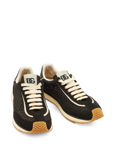 Pre-owned Dolce & Gabbana Dg Cushion Woven Sneakers In Black