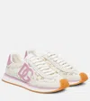 Dolce & Gabbana White Low Top With Lace Details And Dg Patch On The Side In Fabric And Suede Blend Woman In Multi