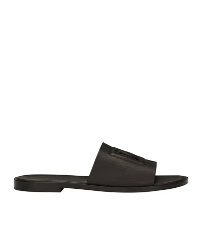 Dolce & Gabbana Dolce  Gabbana Dg Cut-out Detailed Slides In Black