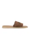 Dolce & Gabbana Dg Logo Suede Slides In Nude