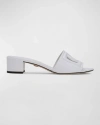 Dolce & Gabbana White Mules With Low Heel And Dg Millennials Detail In Smooth Leather Woman In White