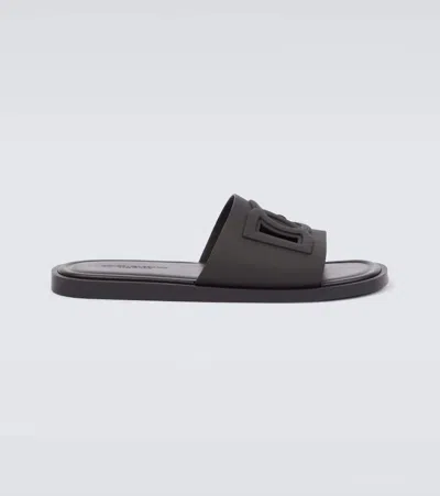 Dolce & Gabbana Black 'dg' Slides In 80999 Nero