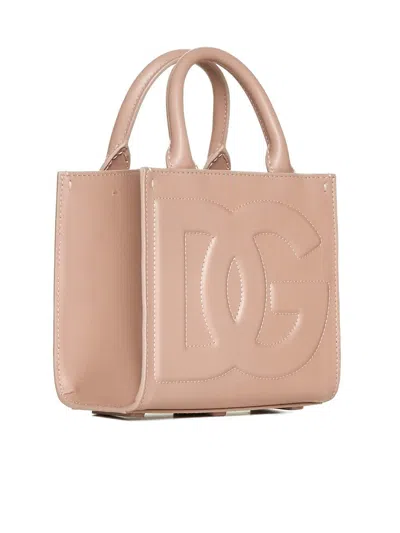 Dolce & Gabbana Dg Daily Mini Leather Tote In Pale Pink