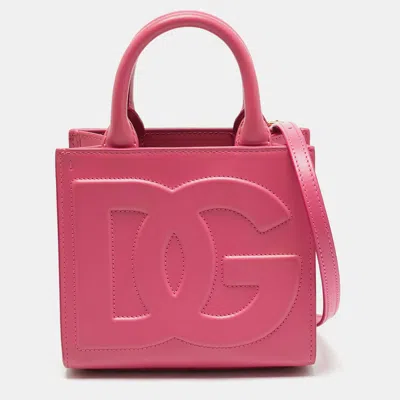 Pre-owned Dolce & Gabbana Dg Daily Mini Pink Leather Tote