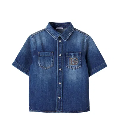 Dolce & Gabbana Dg Denim Shirt In Blue