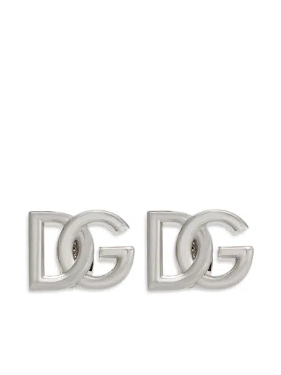 Dolce & Gabbana Dg Logo Stud Earrings In Silver