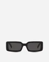 Dolce & Gabbana Rectangular-frame Logo-print Sunglasses In Black