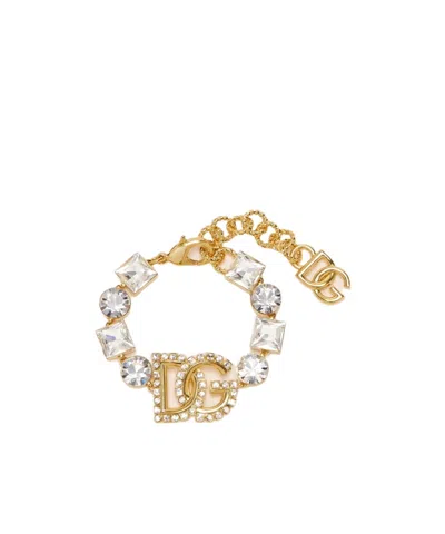 Dolce & Gabbana Dolce  Gabbana Dg Embellished Bracelet In Gold
