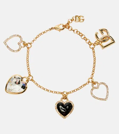 Dolce & Gabbana Women Italian Tailored Bracelet With Heart-shaped Charms In Gold