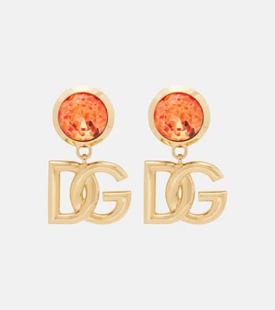 Dolce & Gabbana Dg Embellished Clip-on Earrings In Gold