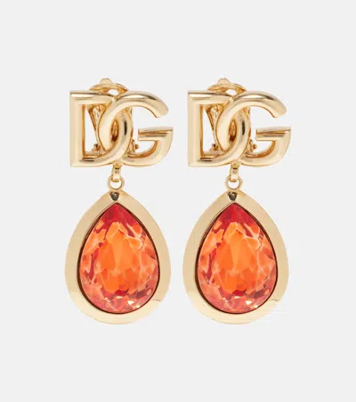 Dolce & Gabbana Dg Embellished Clip-on Earrings In Gold