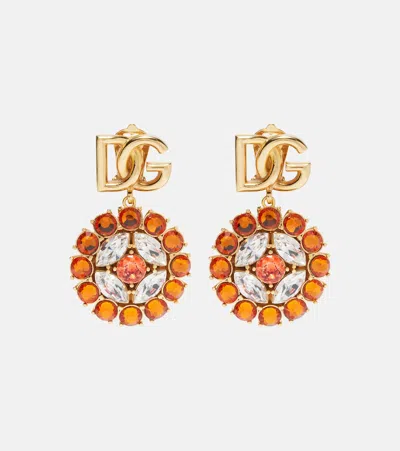 Dolce & Gabbana Dg Embellished Clip-on Earrings In Gold
