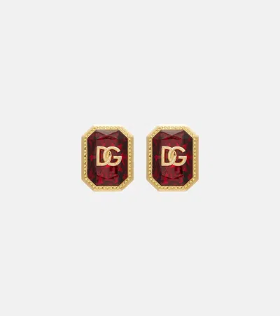 Dolce & Gabbana Dg Embellished Clip-on Earrings In Gold