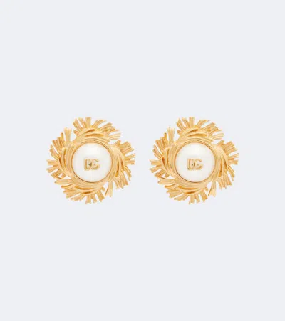Dolce & Gabbana Dg Embellished Clip-on Earrings In Multi
