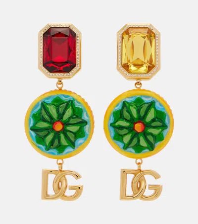 Dolce & Gabbana Dg Embellished Clip-on Earrings In Multi