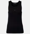 Dolce & Gabbana Dg Embellished Ribbed-knit Cotton Tank Top In Black