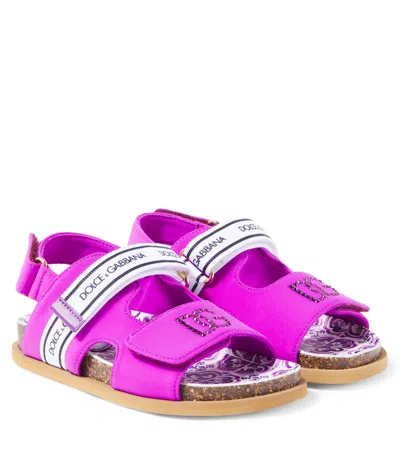 Dolce & Gabbana Kids' Dg Embellished Sandals In Purple